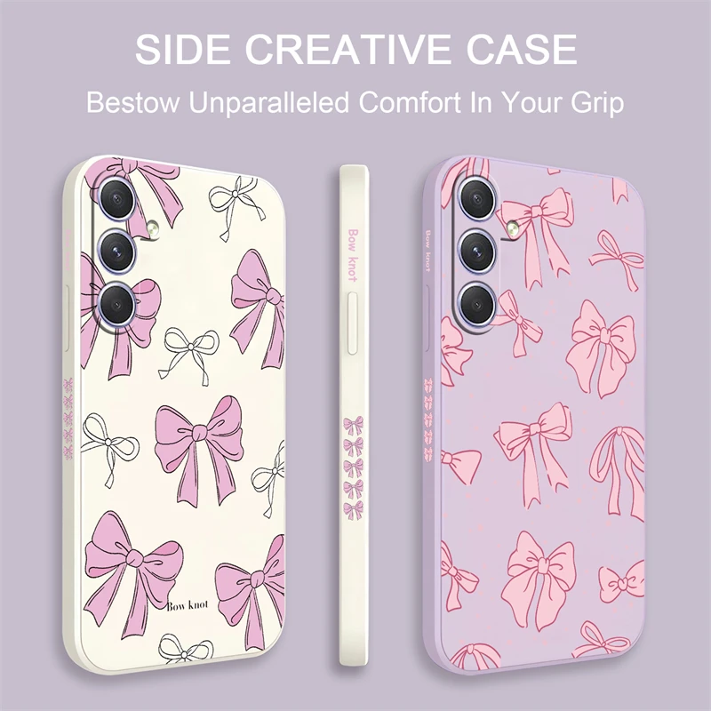 Shockproof Soft Silicone Phone Case with Pink Bow Knot Design