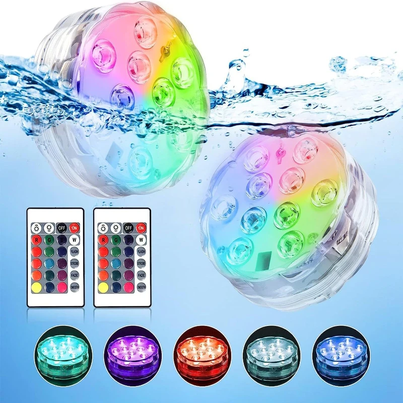 

LED 24Key Remote Control Waterproof Colorful Underwater Diving Luminous Toy Fish Bathtub Light Baby Bath Landscape Vase Light