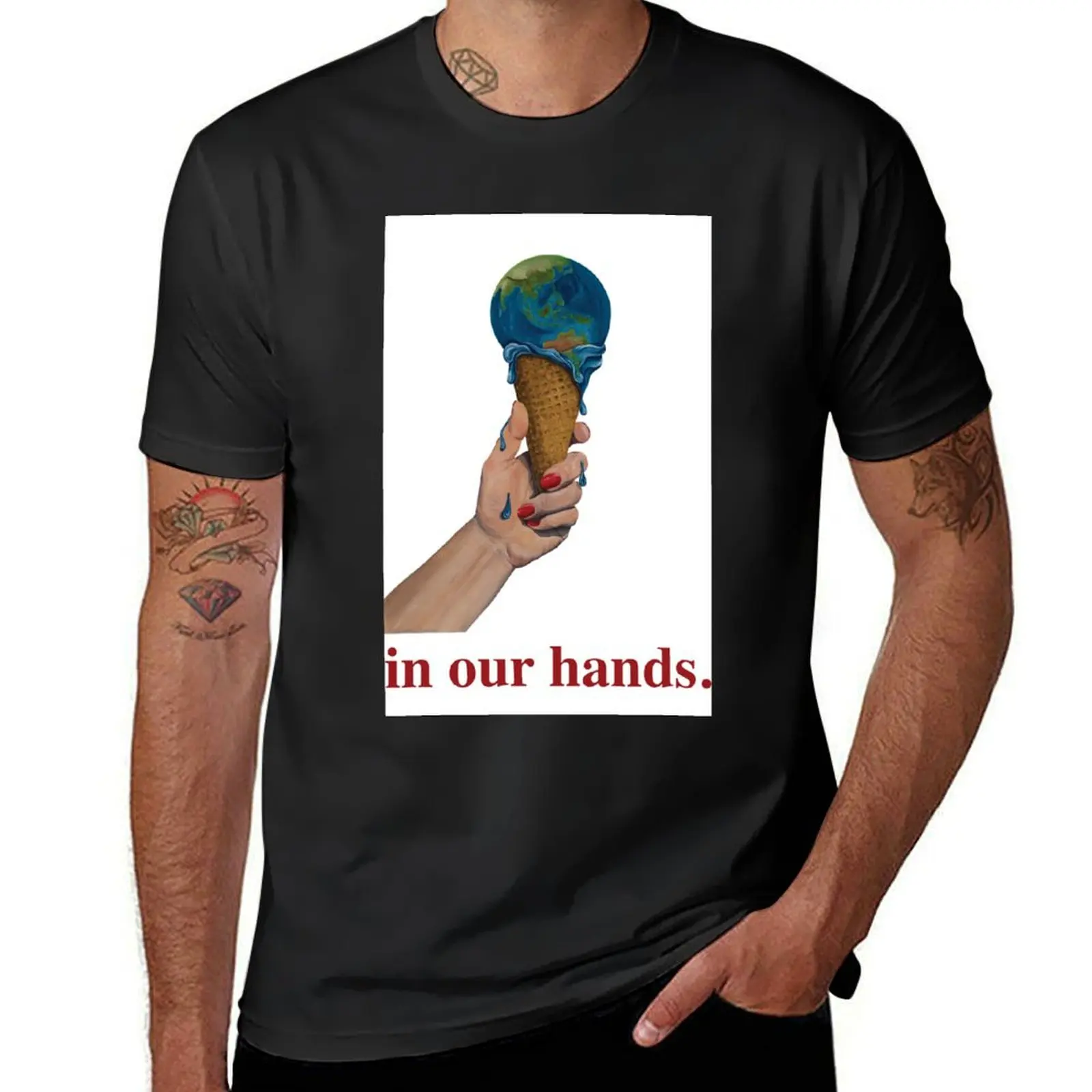 In our hands - fight against global warming T-Shirt plain for a boy boys animal print mens graphic t-shirts hip hop