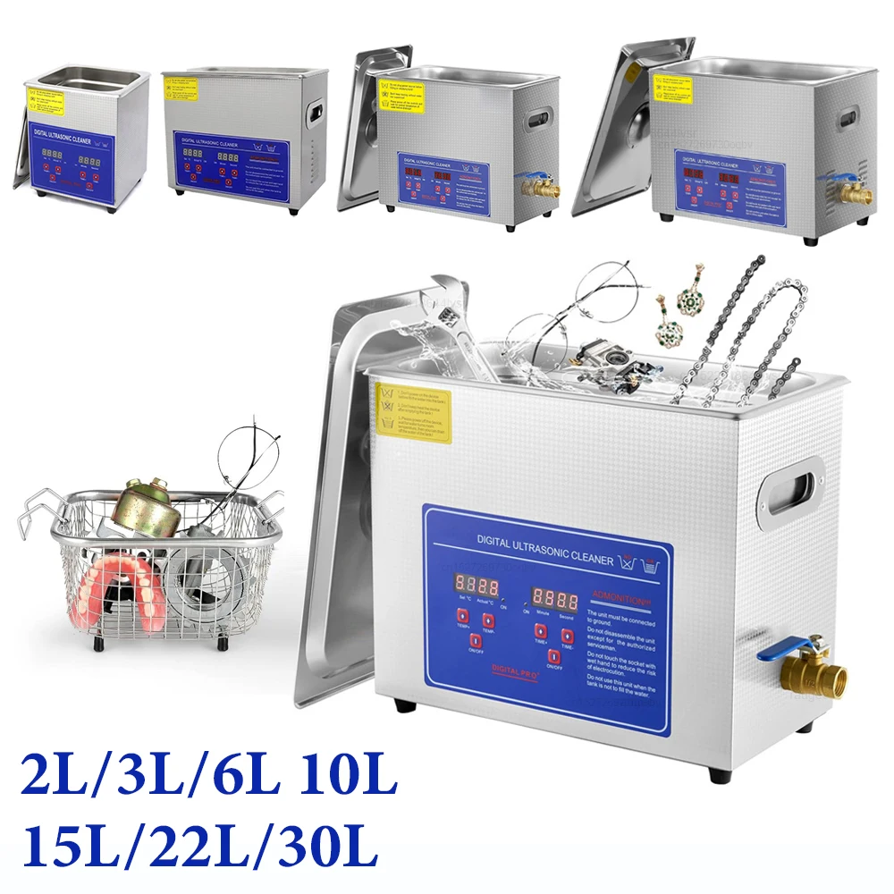 Ultrasonic Cleaner 2L 3L 6L 10L 15L 30L Ultrasound Cleaning Machine Ultrasonic Cleaning Bath for Glasses Jewelry Dentures Lens