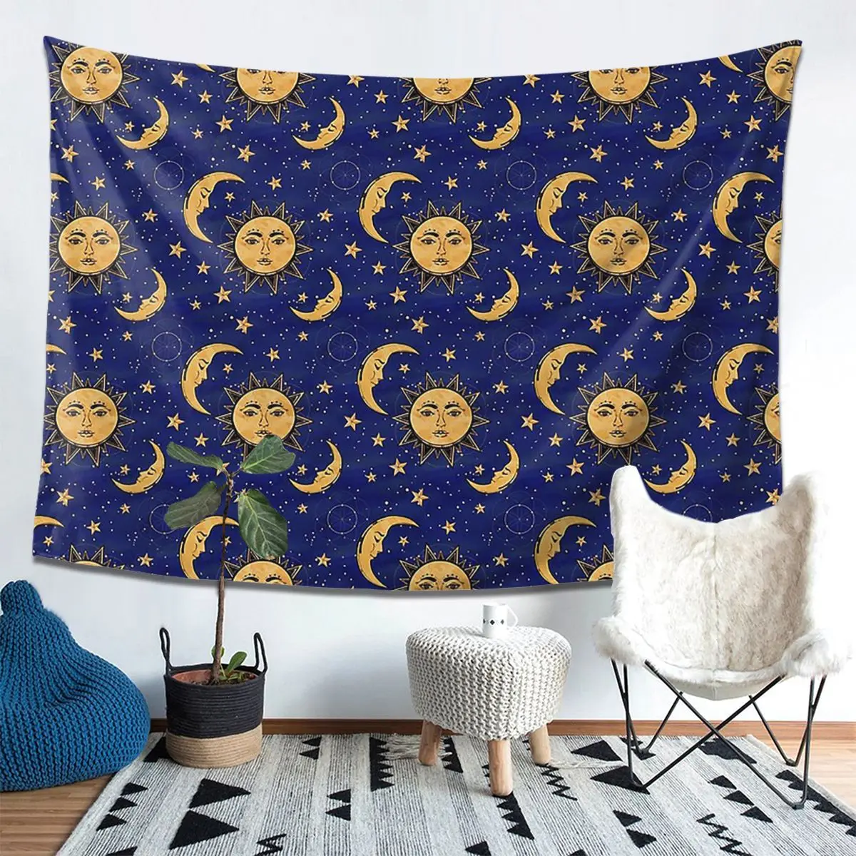 

Vintage Moon And Sun Stars Celestial Aesthetic Home Decoration Tapestry Hippie Wall Hanging Tapestries for Living Room Bedroom