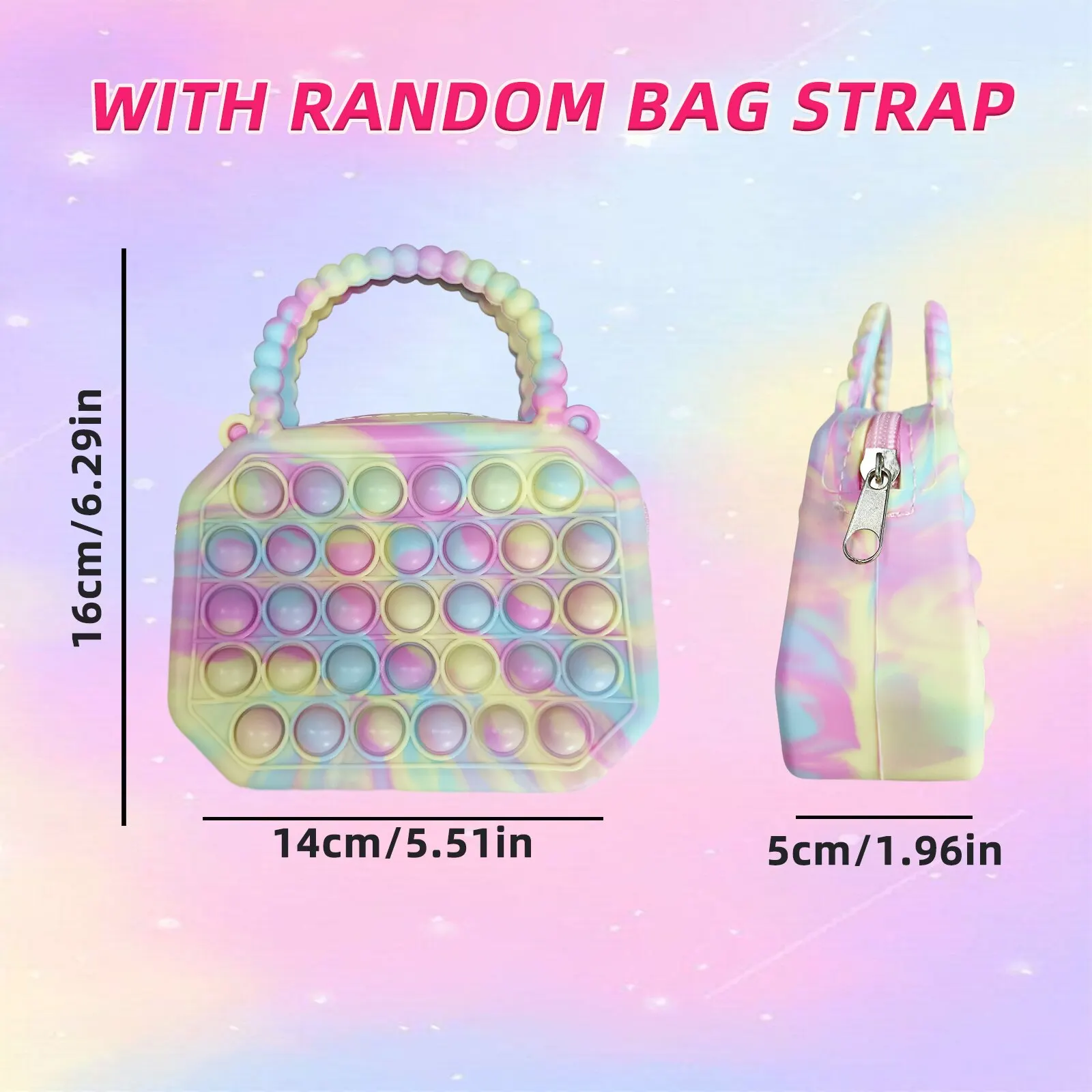 Silicone Push Bubble Crossbody Bag Fidget Toy Sensory Reliever Stress Adults Kids Handbag Coin Pouch Purse Gifts Birthday Gift