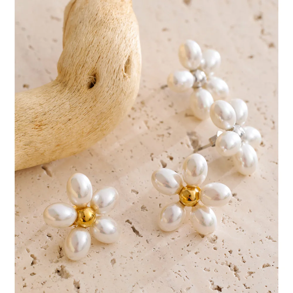 Yhpup Pearls Stud Earrings Women Korean Style
