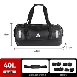 Waterproof Adventure Motorcycle Duffel Bag - 40L/80L/90L for Travel, Cycling, Hiking, and Camping (40L black Upgraded)