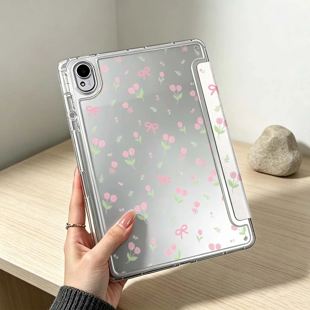 Pink Flower Bow Pattern Soft Tablet Case