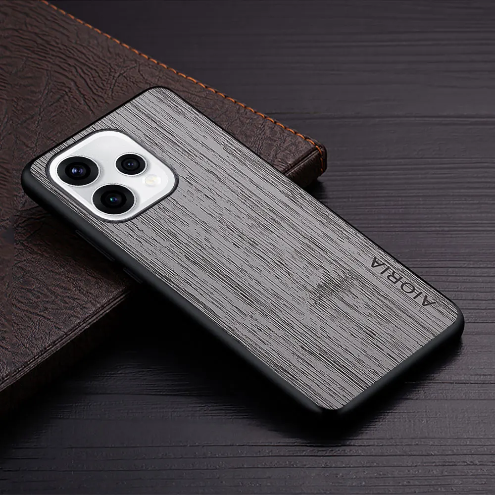 Wood Grain PU Leather Phone Case - Premium Cover