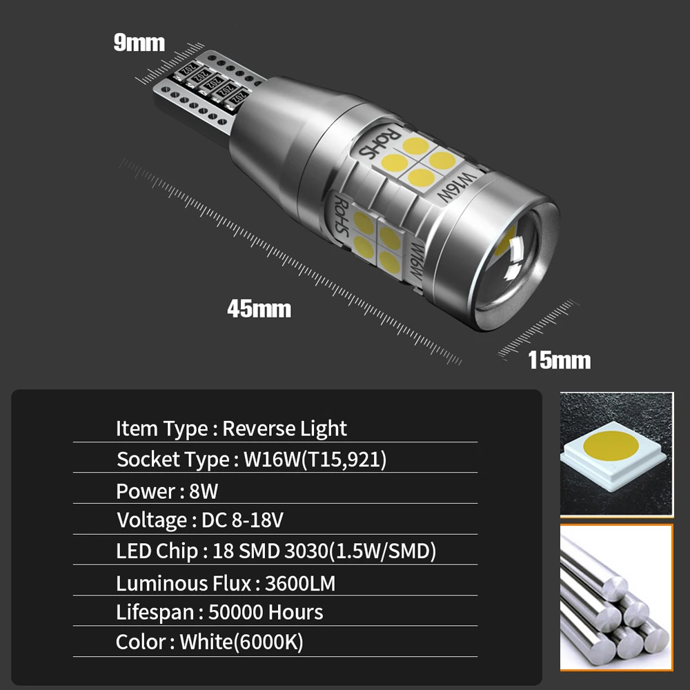VW ���Ʒ� �������� CC EOS Routan Scirocco mk3 Sharan Tiguan�� LED ��� ���� ���� ������ ����, W16W T15 921 Canbus, 2 ��