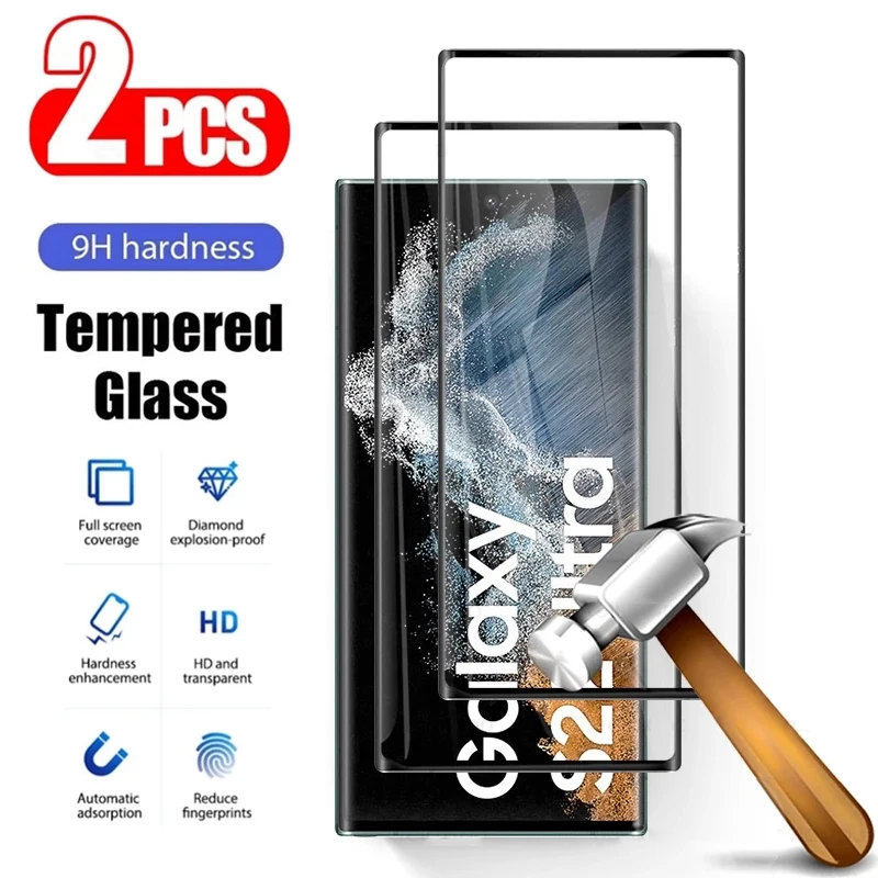 2PCS Tempered Glass For Samsung Galaxy S22 Ultra S21 S23 Plus