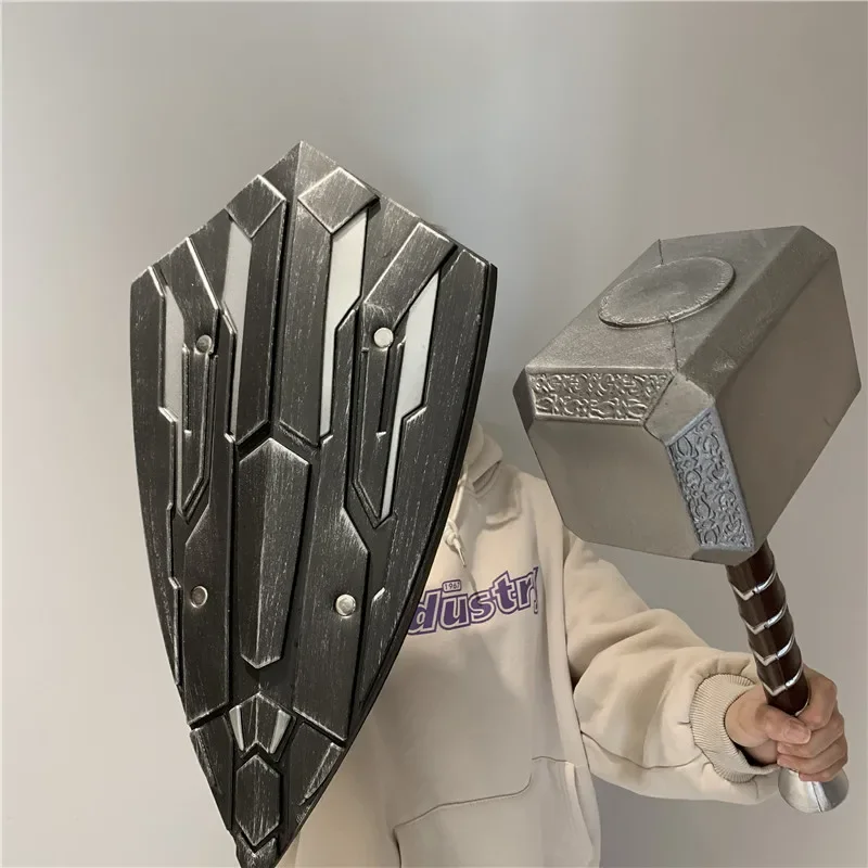 Superhero Panther-Inspired Cosplay Black Shield Prop - Safety PU Rubber