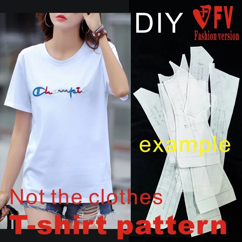 Casual Women's Knitted Short-sleeved Shirt Pattern Garment Cutting Design Drawing 1:1 Pattern Physical BXS-55