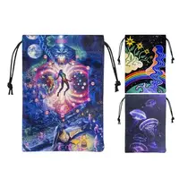 Colorful Velvet Tarot Oracle Cards Storage Bag Double Drawstring Rune Dice Jewelry Carrying Bag Multiple Use Pouch For Home 2