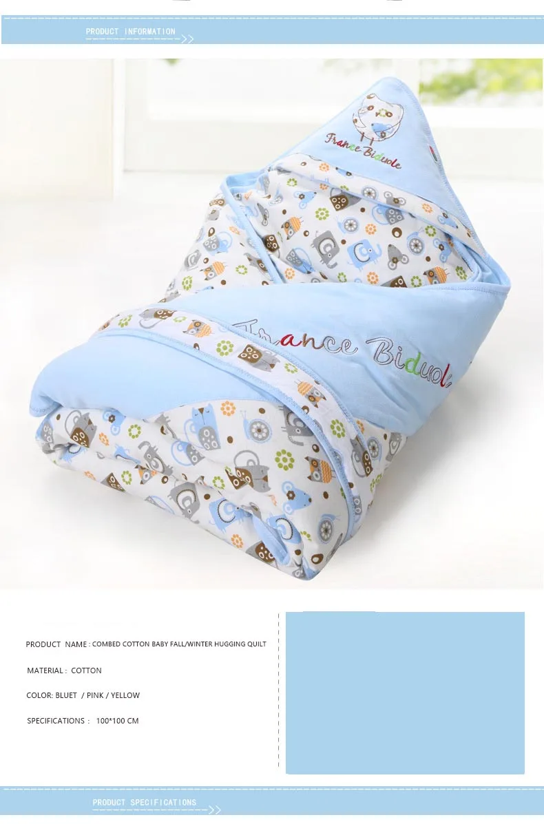Baby wrap towel autumn winter thick cotton blanket newborn swaddling supplies0-12months