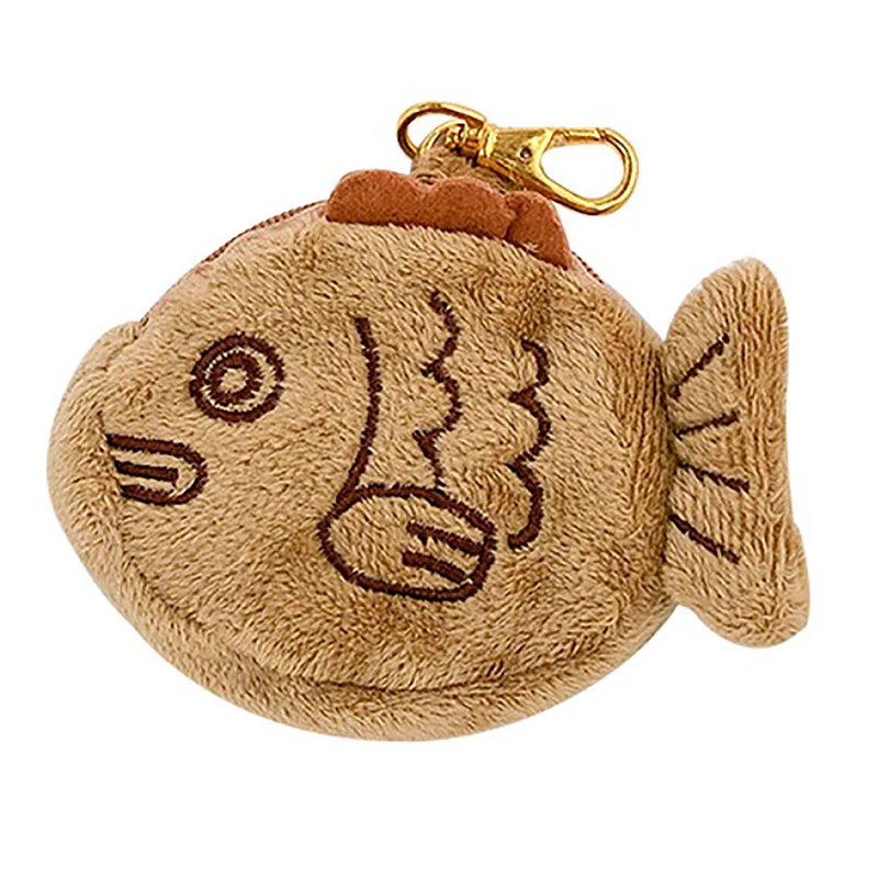 

Japanese Fish Coin Purse Wristlet Bag Cute Plush Snapper Fish Doll Soft Mini Zipper Wallet Taiyaki Purse Bag Pendant Charms Gift