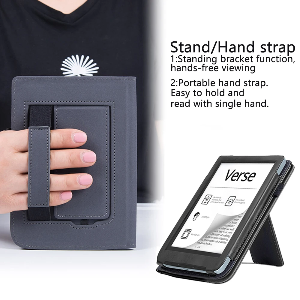 Flip PU Case for Pocketbook 629 634 E-book Cover for Pocketbook verse pro 2023 E-reader stand Cover Funda Capa with Hand Holder