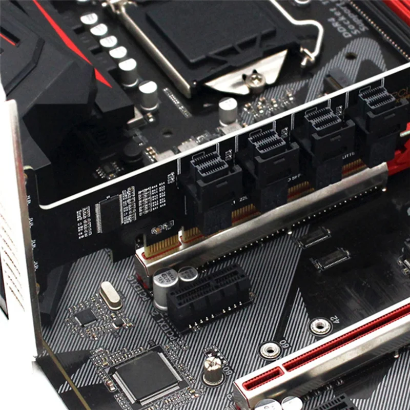 NGFF PCI-E 16X-4 포트 U.2 NVME 분할 확장 카드, SFF-8639/8643 NVME PCIE SSD 어댑터, 메인보드 SSD용
