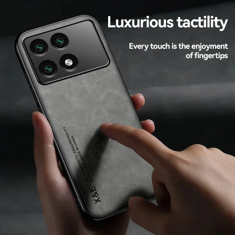 Leather Magnetic PU Car Holder Case with Silicone Bumper and Shockproof Protection