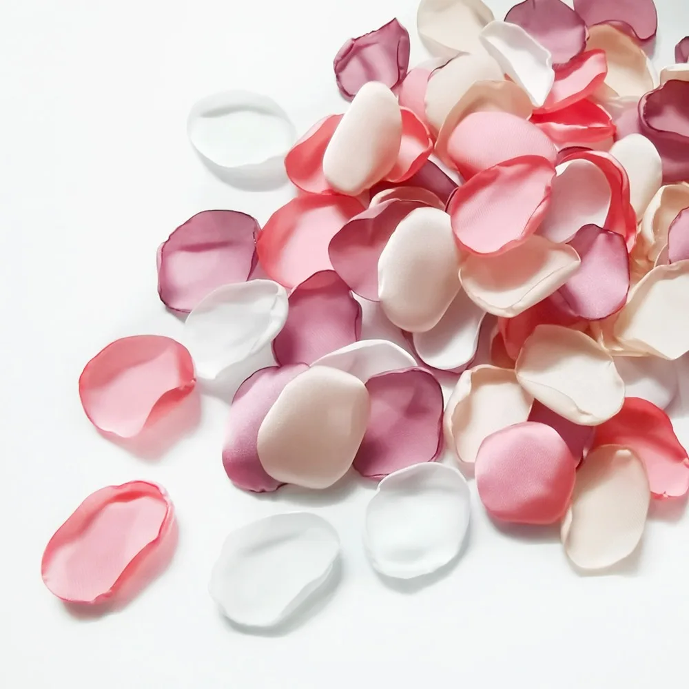 Artificial Rose Petals 100Pcs Romantic Artificial Rose Flowers Handmade Satin Petals Marriage Wedding Accessories Valentines Day Decoration