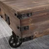 Factory Cart Coffee Table, Vintage Center Table with Wheels for Living Room, Rectangular, Wood 3