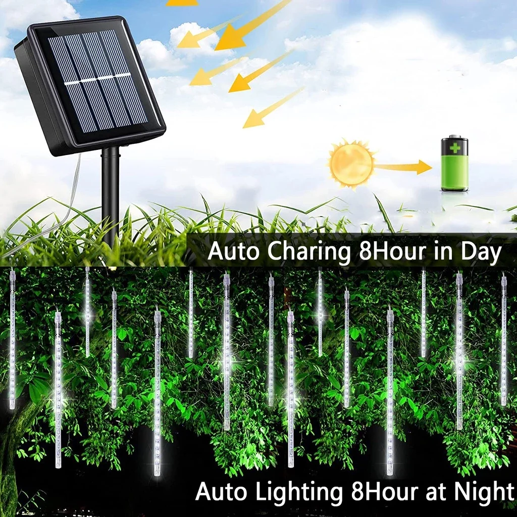 Led Meteor Shower Christmas Rain Lights Outdoor Solar Meteor Shower Led Light