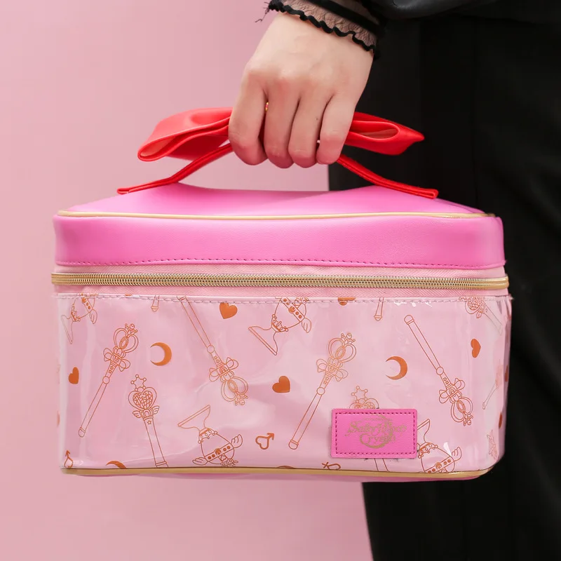 Makeup Bag Moon Action Figure Women PU Leather Makeup bag Multifunction Ladies Wash Toiletry Travel Cosmetic Organizer Storage