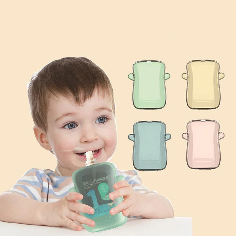 Self-Feeding Baby Food Pouch Holder No Squeeze No Spill Mess Reusable Container For Baby Led Weaning baby food storage containers food pouch