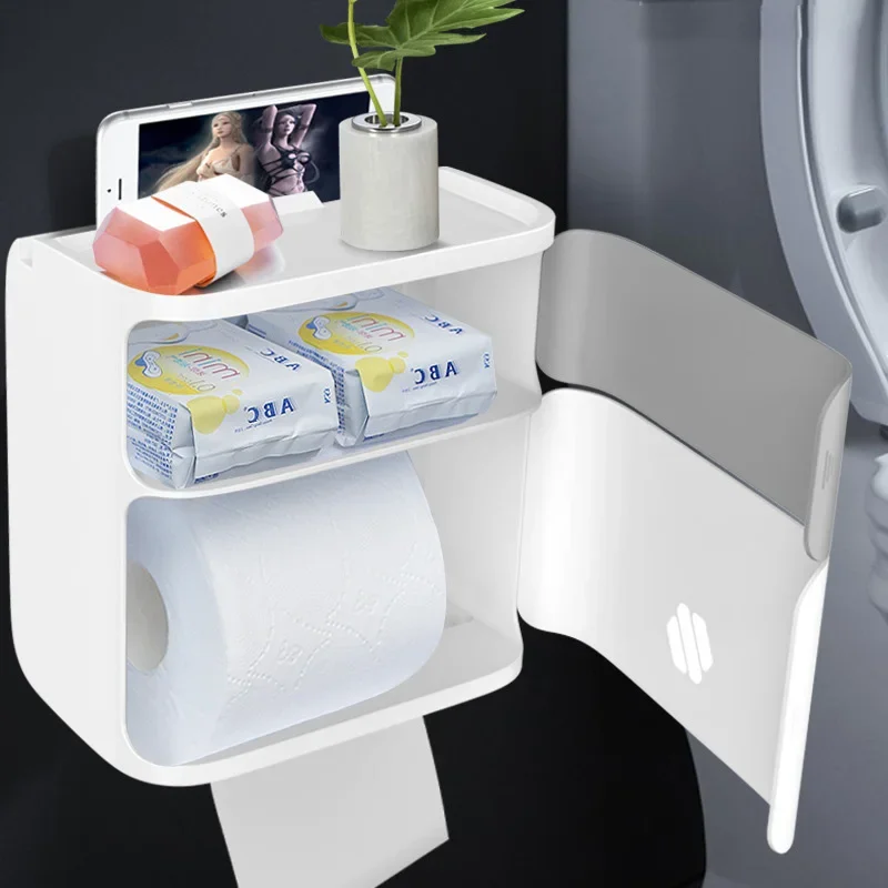 Toilet paper holder bathroom waterproof storage box storage rack wall mounted waterproof rack bathroom accessories
