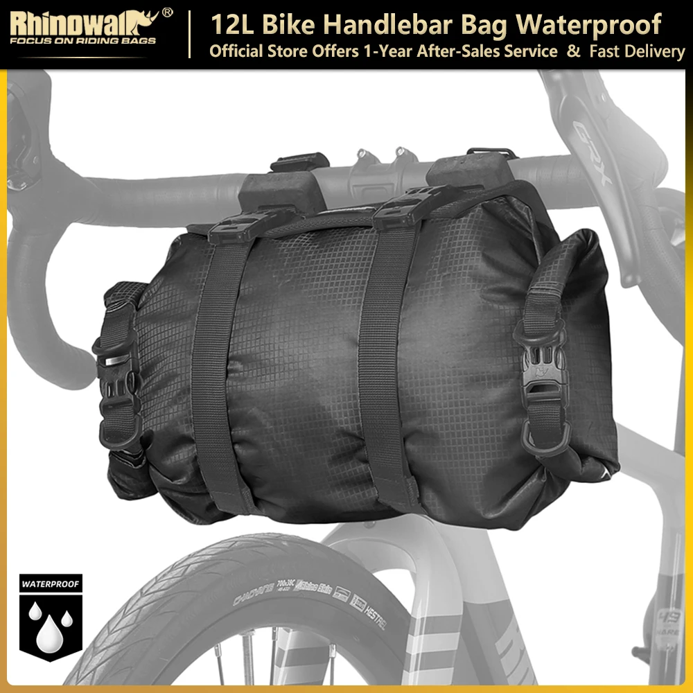 Rhinowalk RK9402 Bicycle Handlebar Bag 12L Waterproof Bike Packing Mounts Set Detachable Front Bag Luggage Storage Fit MTB Road Bike