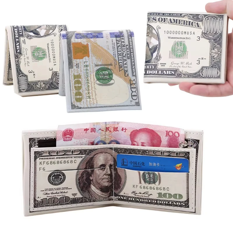 Chic PU Leather Dollar Wallet - Cute Novelty Gift for Kids, Teens, and Adults