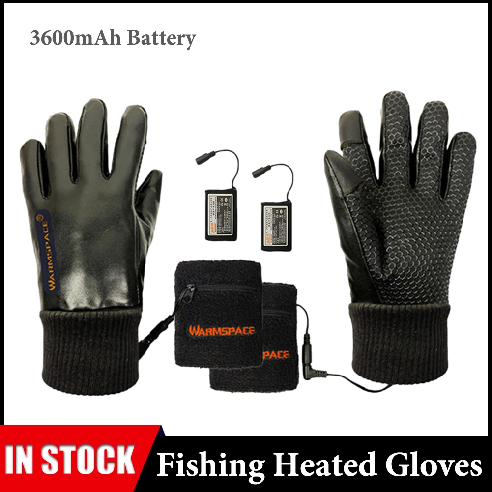 

USB Motorcycle Heated Gloves 3600mAh Battery Rechargeable Winter Heating Ski Glove PU Leather Thermal Gloves For Cycling Fishing