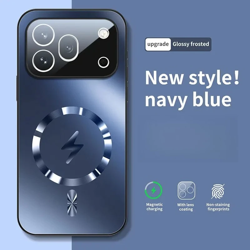 Enhanced Magnetic Wireless Charging Case with Shockproof AG Matte Glass Lens Protection