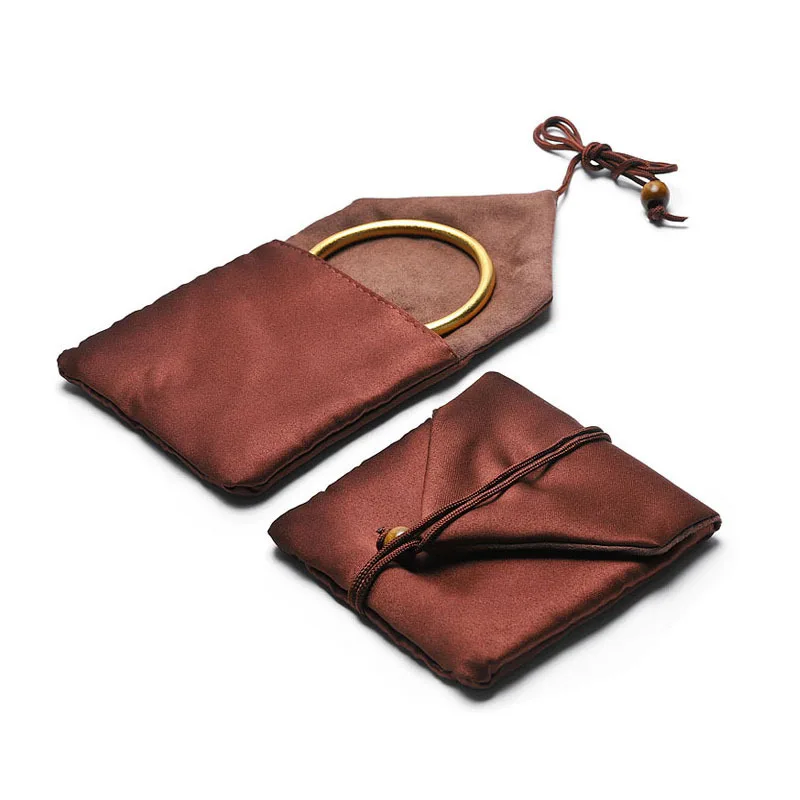 

10pcs Brown Fabric Velvet Bangle Bracelet Organizer Pouches Jewelry Storage Bags 9.5*9.5cm Rope Envelopes Pouches Gift Packaging