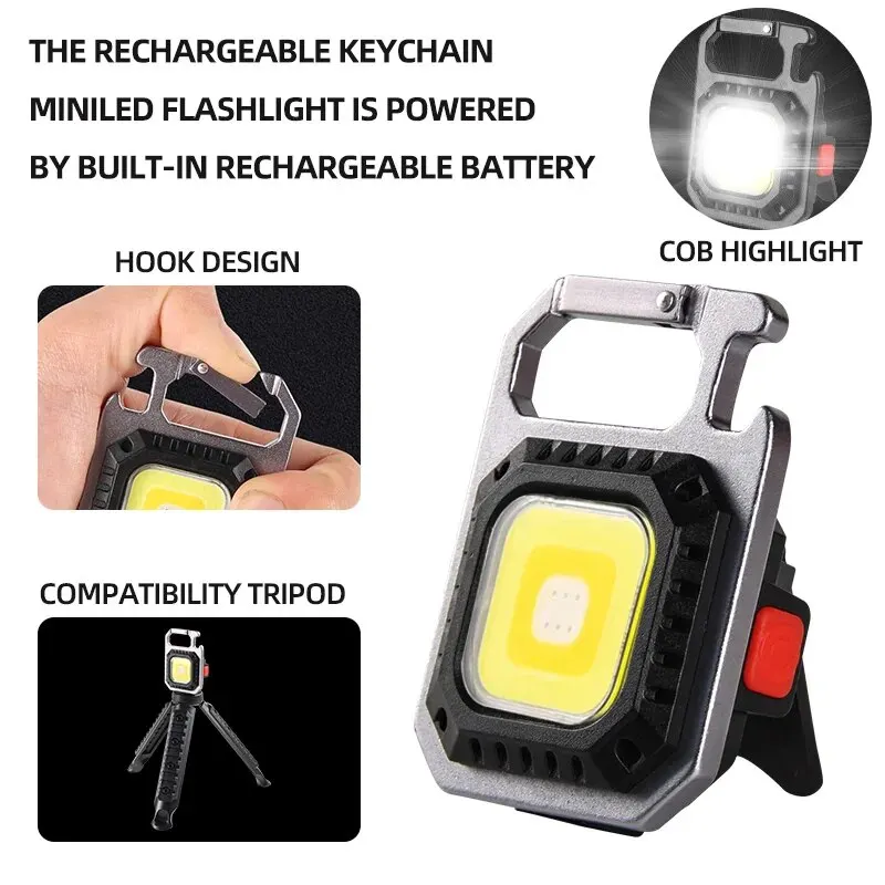 암투 미니 LED 손전등, 마그네틱 COB 야외 캠핑 포켓 작업등, 800 루멘, USB 충전식, 7 가지 모드 스포트라이트