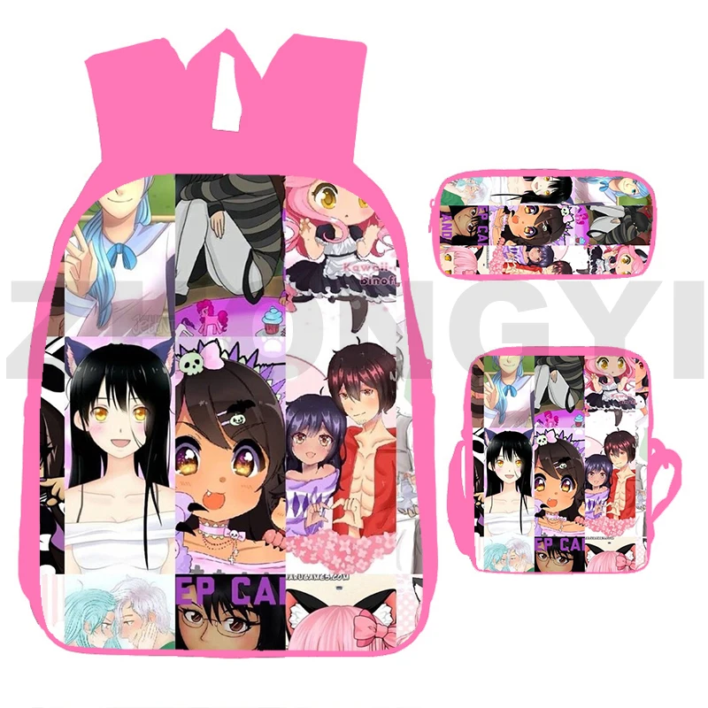 

Cute Girls Pink Anime Aphmau 3D Print Backpacks for Women Trend Laptop Business Mochila 3 Pcs/Set Student Kids Cartoon Bookbag