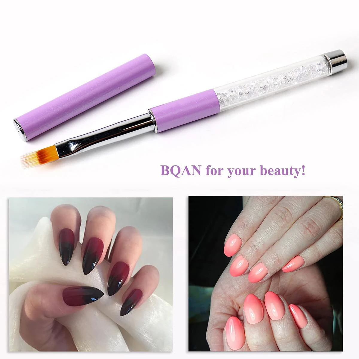 1Pcs Nail Brush Nail Art Gradient Painting Brush With Rhinestone Handle For Nail Design, For Gel Nails 4