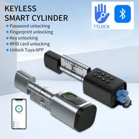 TTLock APP Fingerprint FRID Card Password Cylinder Electronic Smart Door Lock Adjustable Replacement Wood Lock for Home Hotel
