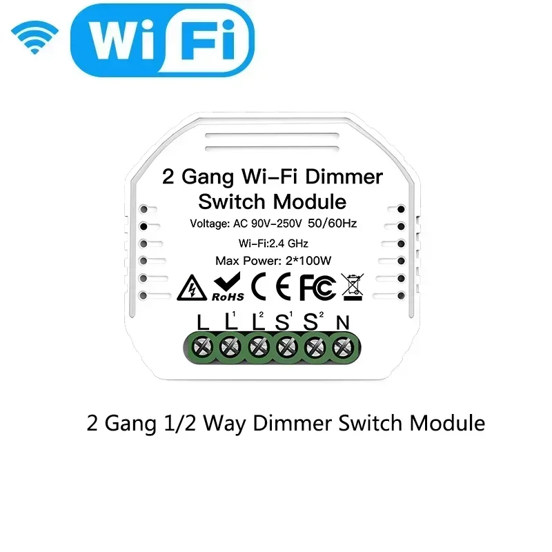 MOES Module de Commutation Intelligent WiFi avec capteur de température étanche, contrôleur de Sortie Double, télécommande sans Fil, Fonctionne avec Alexa Google Home Blanc