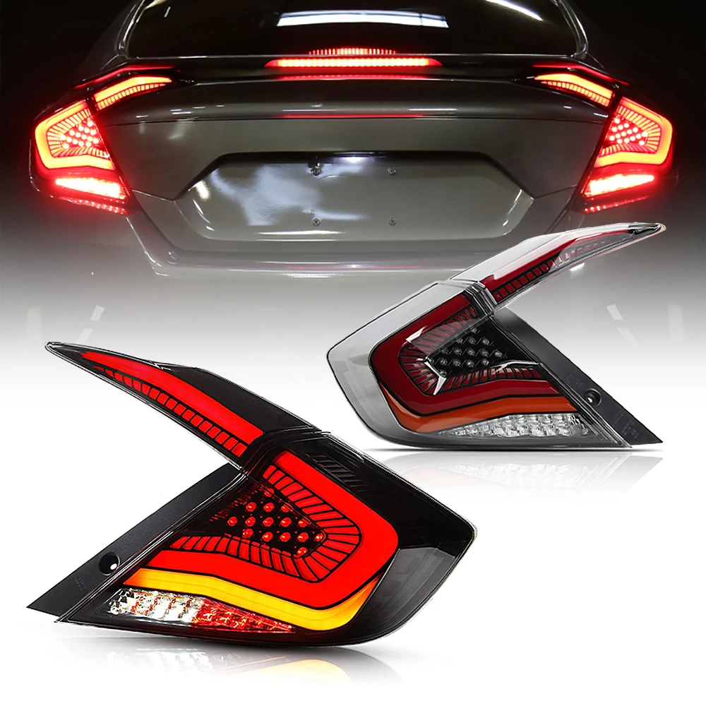 

Задний фонарь в сборе для Honda Civic, 16-20 дюймов, светодиодный задний фонарь, динамические последовательные поворотные сигналы, светильник ние фонари s DRL, стоп-сигнал, фонари заднего хода, 2016