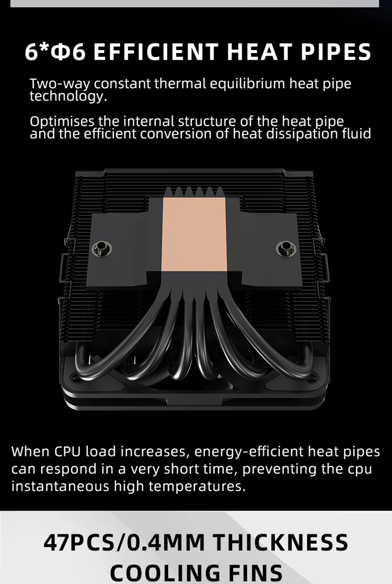 Low Profile CPU Cooler 6 Heatpipes 67mm Height ITX CPU Radiator 120mm PWM Fan Fo