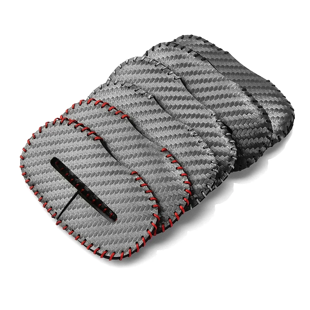 Carbon Fiber Leather Seat Belt Buckle Protector - Anti-Scratch Cover and Safety Accessory