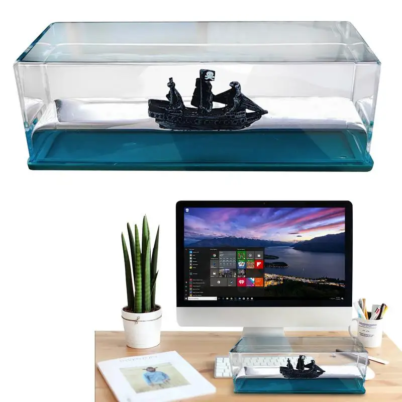 

Black Pearl Ghost Ship Cruise Fluid Drift Bottle Will Never Capsize Floating BoatDecompression Living Room Decorations