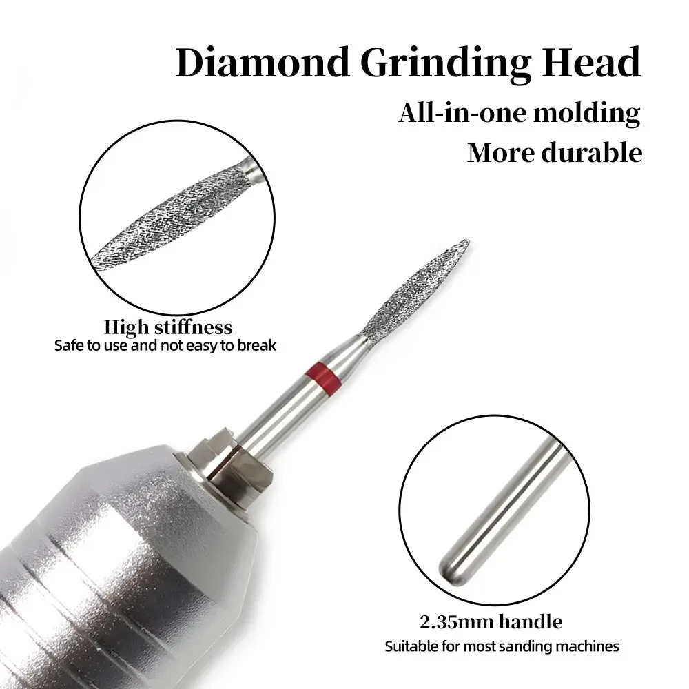 Diamond Nail File Russian-style Pre-treatment Long Spindle-shaped For Removing Dead Skin
