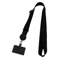 Universal Neck Strap Lanyard for Phones and Keys - Anti - Lost Holder with Patch Card (Black)