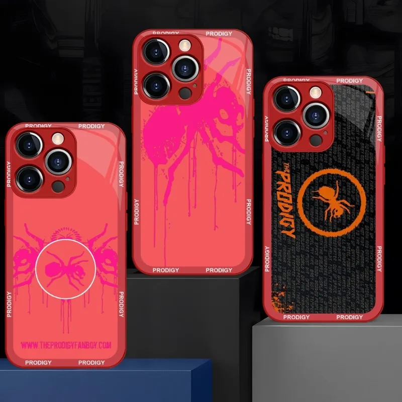 The Prodigy Artist Logo Phone Case Red Blue Glass Per Iphone 13 14 12 11 Pro Max Plus Mini X Xr 8 7 6S Se2020 Cover