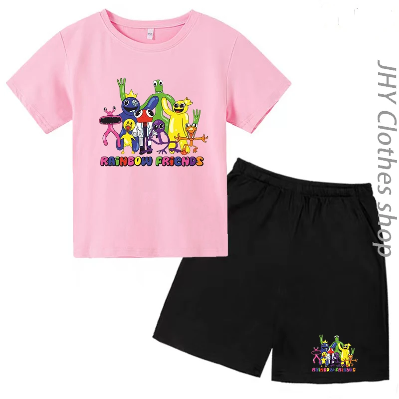 

Kids Boys Girls Baby Clothing Cute Charming Tops Shorts 2P Casual Suit Rainbow Friends T-shirt Anime Wacky Fun Summer Ages 3-12