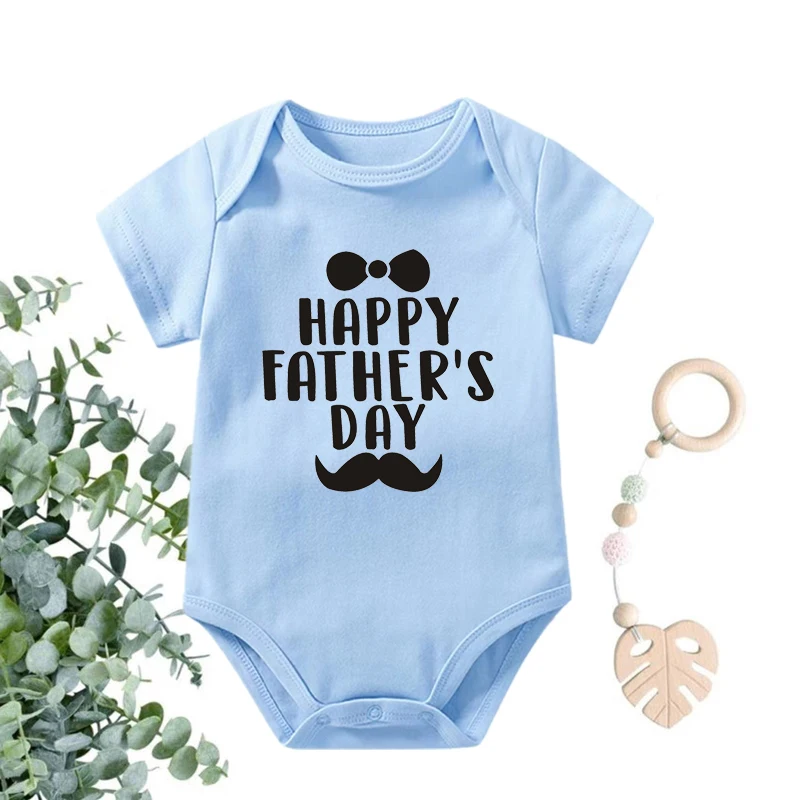 Xuefoo Fathers Day Clothes Short Sleeve Bodysuit for New Daddy Newborn Baby Girls Boys Romper 