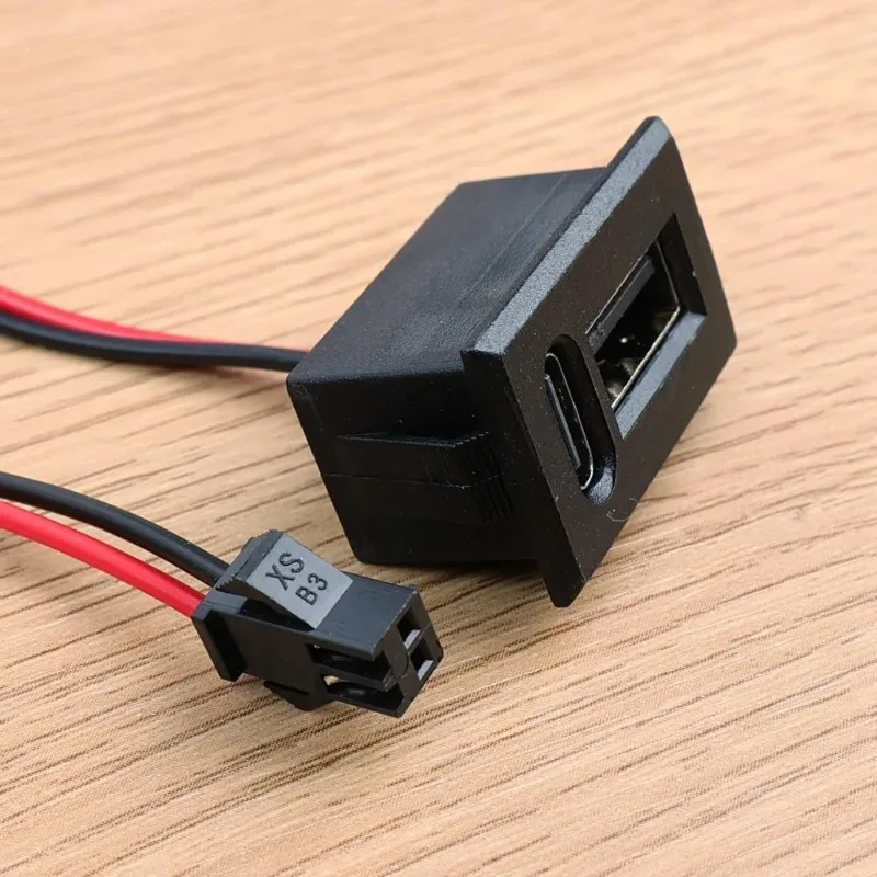 듀얼 타입 C USB 소켓 암 커넥터 차대 장착형 2포트 전원 충전 어댑터 (자동차 대시보드용 차량 액세서리)