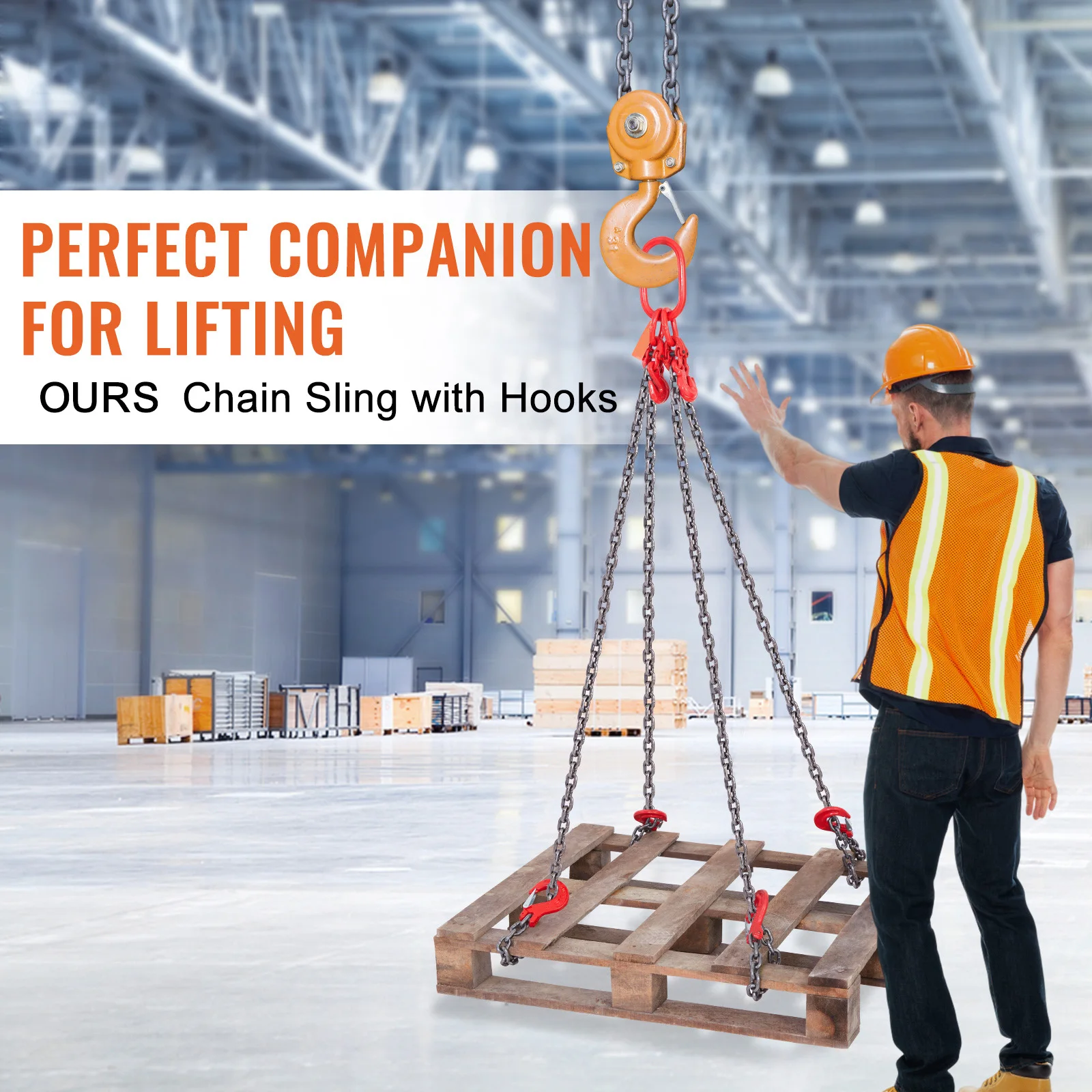 Steel Chain Sling with Hooks for Lifting Heavy Objects