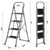 US 4-step ladder with anti slip wide pedals, convenient handle for household use, gray- 3