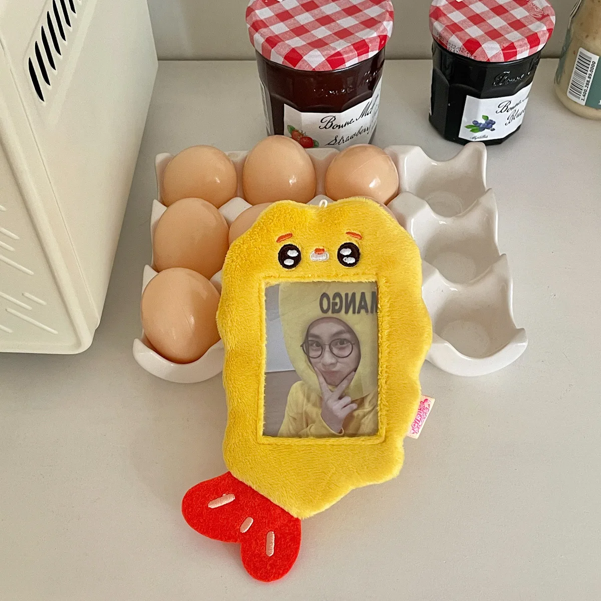 MINKYS Kawaii Food Series Fluffy 3 inch Kpop Photocard Holder Photo Card Holder Bag Pendant School Stationery 6
