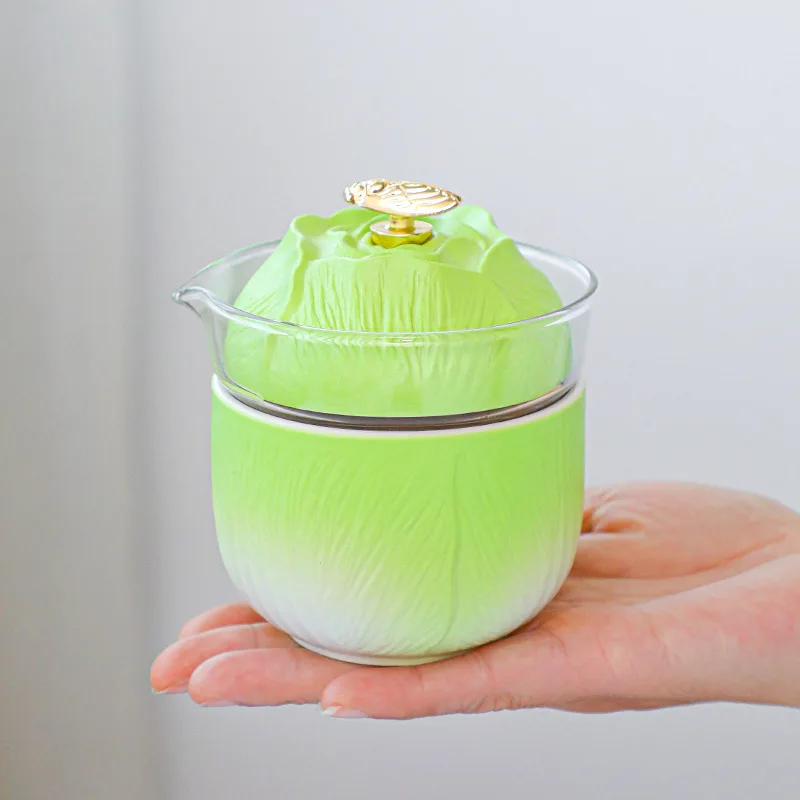 Portable Ceramic Travel Tea Set, Kungfu Tea Set in the Shape of Dishes, a Pot of 3 Cup Express Cup Tea Set, Outdoor Kungfu Tea S